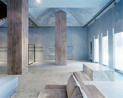 Valerio Olgiati uses sky blue marble for interiors of Céline